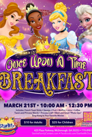 Buffet Breakfast, Princess Craft, Dancing, Tiara for each Princess, Photo Ops and Sing Along to your Favorite Movies