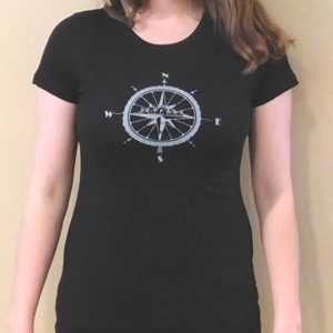 .Compass Ladies T Shirt Black .Compass Ladies T Shirt Black