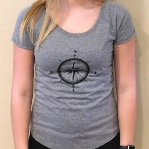 .Compass Scoop Ladies T Shirt Grey .Compass Scoop Ladies T Shirt Grey