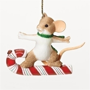 2.75" Mouse On Candy Cane Ornament 2.75" Mouse On Candy Cane Ornament