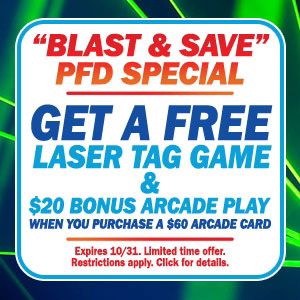 $60 Arcade Card w/ $20 Bonus + FREE LASER TAG! $60 Arcade Card w/ $20 Bonus + FREE LASER TAG!