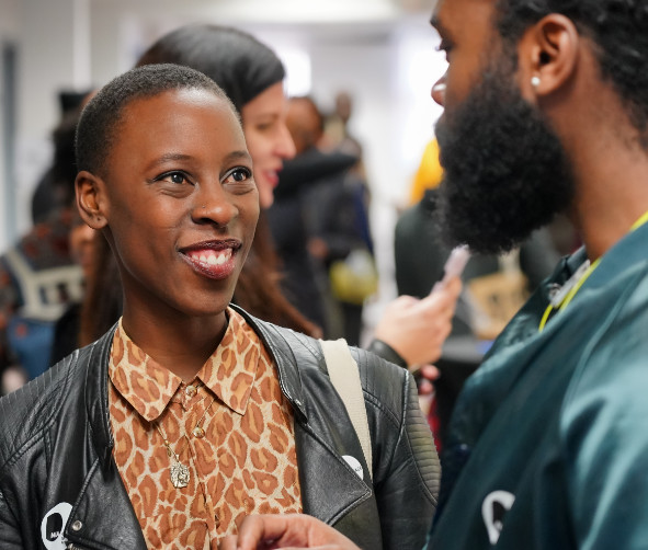 woman and man in conversation