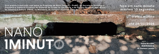 Banner do concurso Nano Minuto do Festival do Minuto. Envie um vídeo de até 10 segundos com tema livre. Inscrições até 28 de fevereiro de 2026.