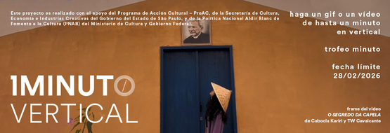 Banner del concurso Minuto Vertical del Festival del Minuto. Envía un video o GIF de hasta 60 segundos en formato vertical (9:16). Hasta 28/02/2026.