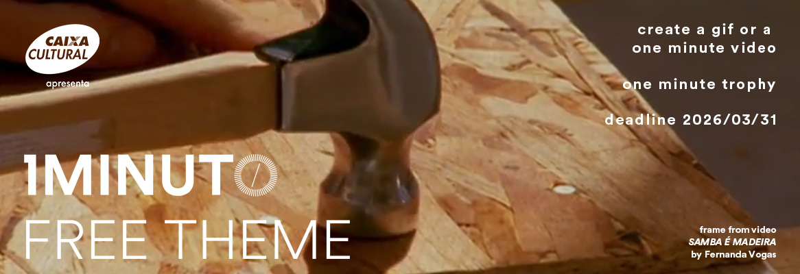 Banner for the Free Theme contest of the One Minute Festival. Create a video or GIF up to 60 seconds on any topic. Deadline 2026/03/31.