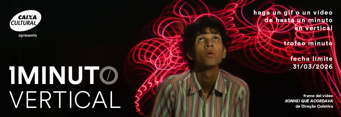 Banner del concurso Minuto Vertical del Festival del Minuto. Envía un video o GIF de hasta 60 segundos en formato vertical (9:16). Hasta 31/03/2026.