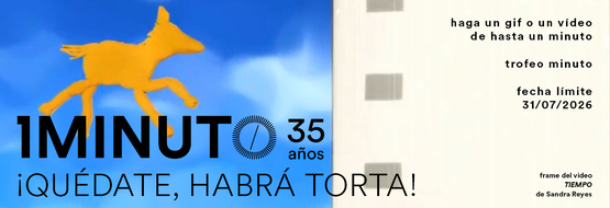 Banner para el concurso "¡Quédate, habrá torta!". Crea un video de hasta un minuto sobre el formato del minuto. Inscripciones hasta el 31/07/2026.