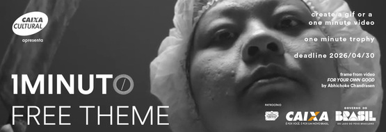 Banner for the Free Theme contest of the One Minute Festival. Create a video or GIF up to 60 seconds on any topic. Deadline 2026/04/30.