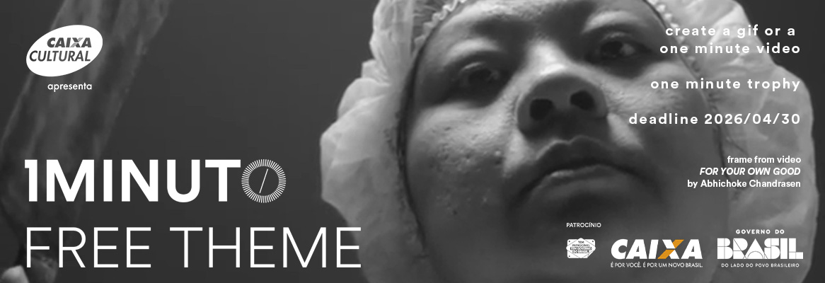 Banner for the Free Theme contest of the One Minute Festival. Create a video or GIF up to 60 seconds on any topic. Deadline 2026/04/30.