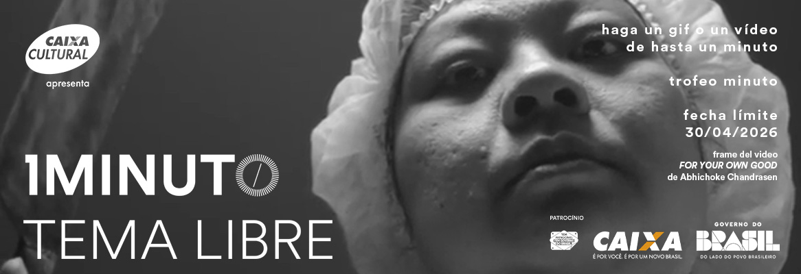 Banner del concurso Tema Libre del Festival del Minuto. Crea un video o GIF de hasta 60 segundos con tema libre. Hasta 30/04/2026.