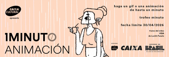 Banner del concurso de Animación del Festival del Minuto. Envía una animación de hasta 60 segundos con cualquier técnica. Fecha límite 30/04/2026.