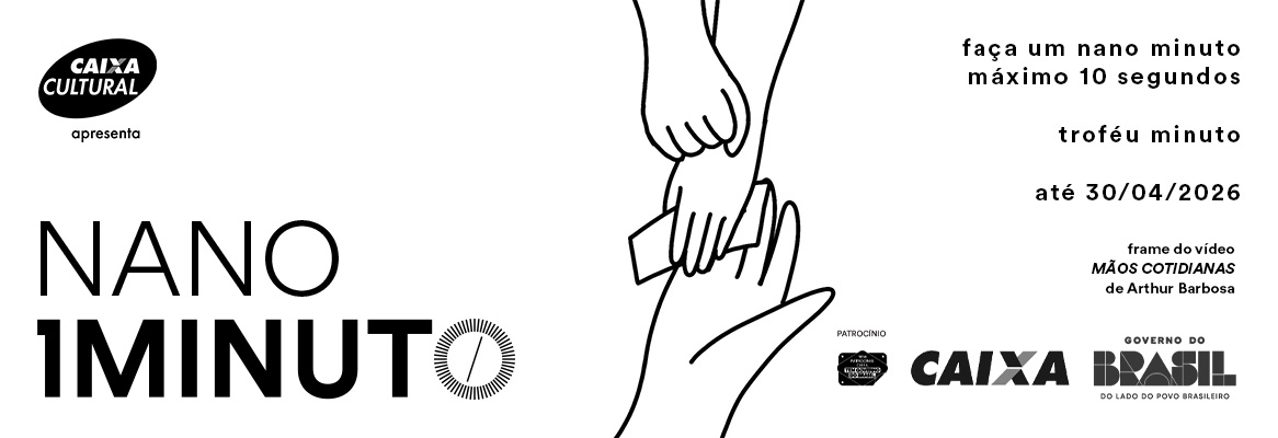 Banner do concurso Nano Minuto do Festival do Minuto. Envie um vídeo de até 10 segundos com tema livre. Inscrições até 30 de abril de 2026.