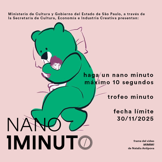 Banner del concurso Nano Minuto del Festival del Minuto. Envía un video de hasta 10 segundos con tema libre. Inscripciones hasta el 30 de noviembre de 2025.