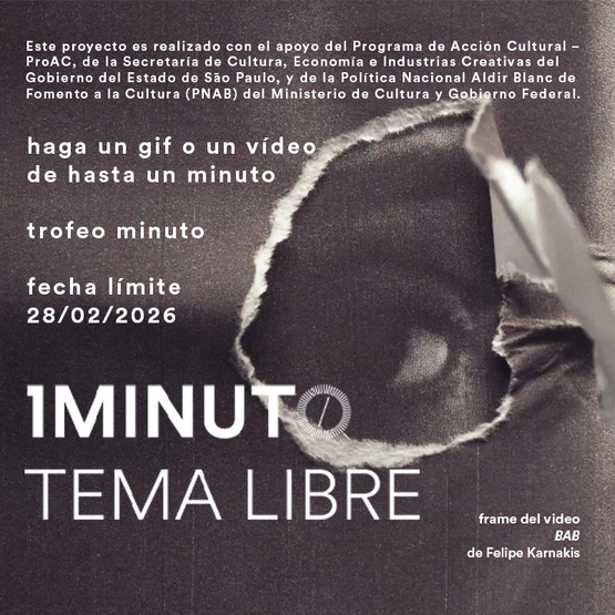 Banner del concurso Tema Libre del Festival del Minuto. Crea un video o GIF de hasta 60 segundos con tema libre. Inscripciones hasta 28/02/2026.