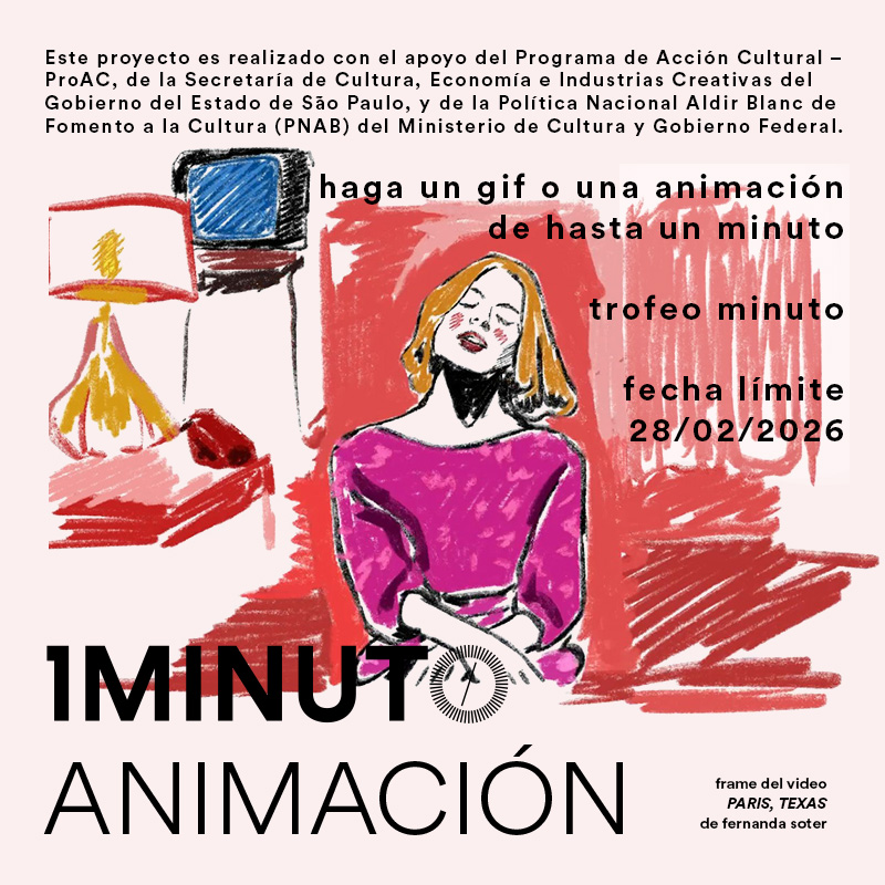 Banner del concurso de Animación del Festival del Minuto. Envía una animación de hasta 60 segundos con cualquier técnica. Fecha límite 28/02/2026.