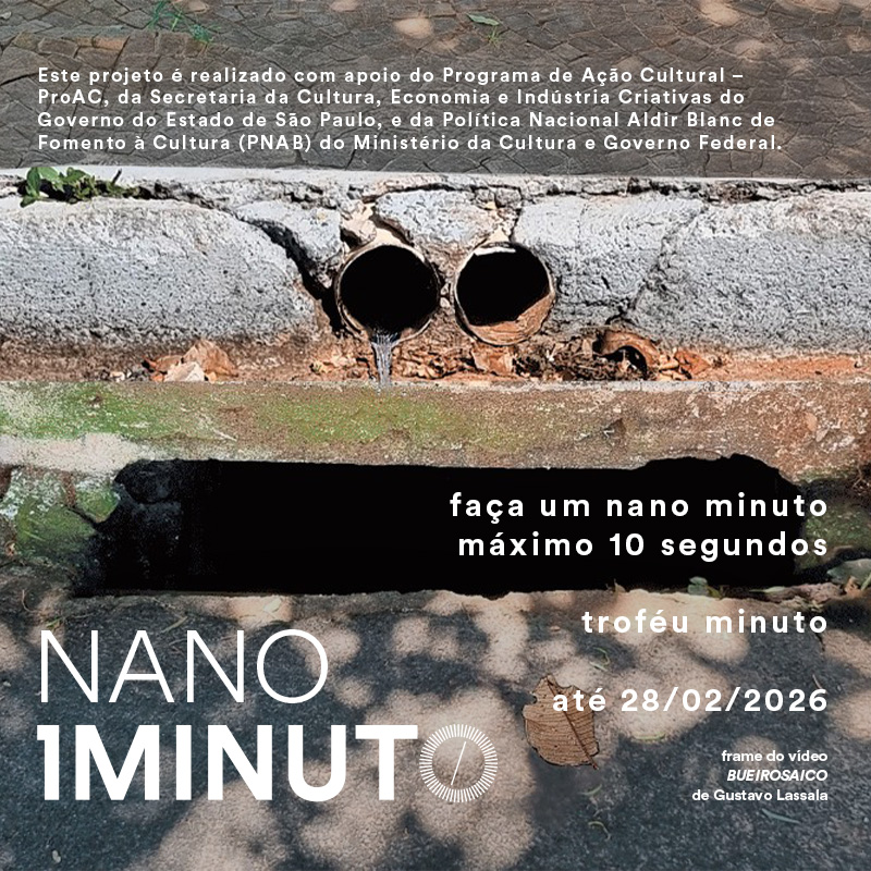 Banner do concurso Nano Minuto do Festival do Minuto. Envie um vídeo de até 10 segundos com tema livre. Inscrições até 28 de fevereiro de 2026.