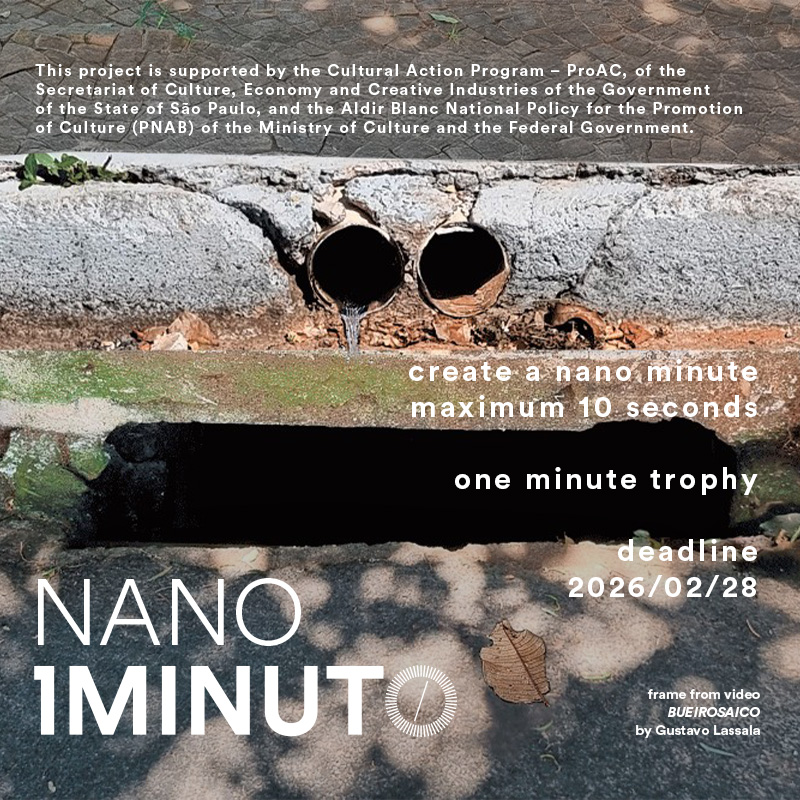 Banner for the Nano Minute contest of the One Minute Festival. Submit a video up to 10 seconds long with any theme. Deadline 2026/02/28.