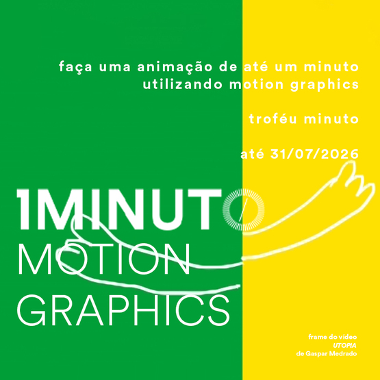 Banner do concurso Motion Graphics. Faça uma animação de até um minuto utilizando motion graphics. Inscrições até 31 de julho de 2026.
