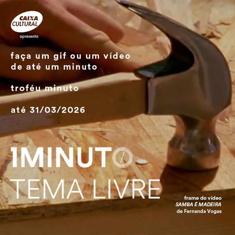 Banner do concurso Tema Livre do Festival do Minuto. Faça um vídeo ou GIF de até 60 segundos com tema livre.  Inscrições até 31 de março de 2026.