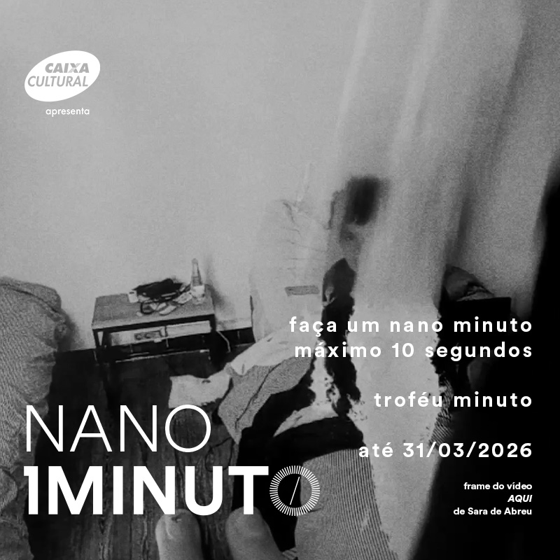 Banner do concurso Nano Minuto do Festival do Minuto. Envie um vídeo de até 10 segundos com tema livre. Inscrições até 31 de março de 2026.