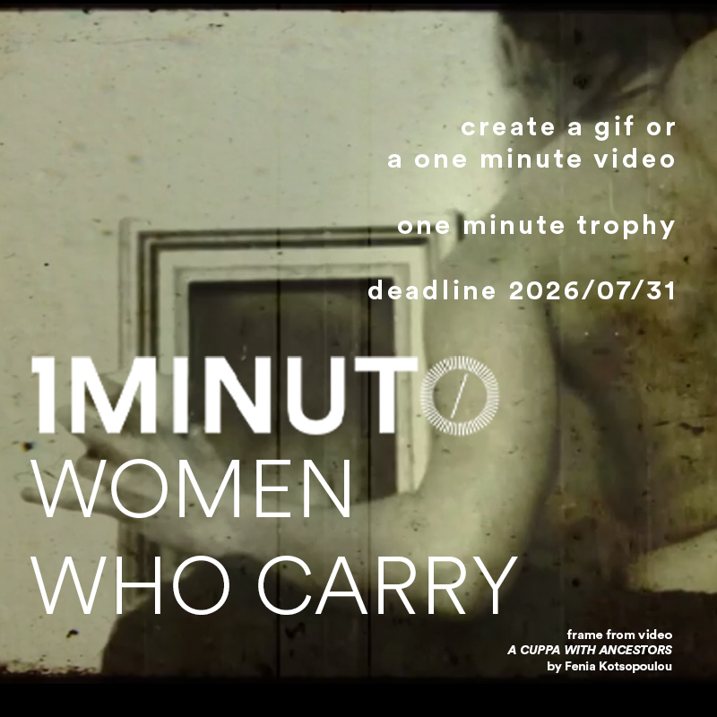 Banner for the "Women Who Carry" contest - Minute Festival. Make a video of up to one minute on the theme. Entries until July 31, 2026.