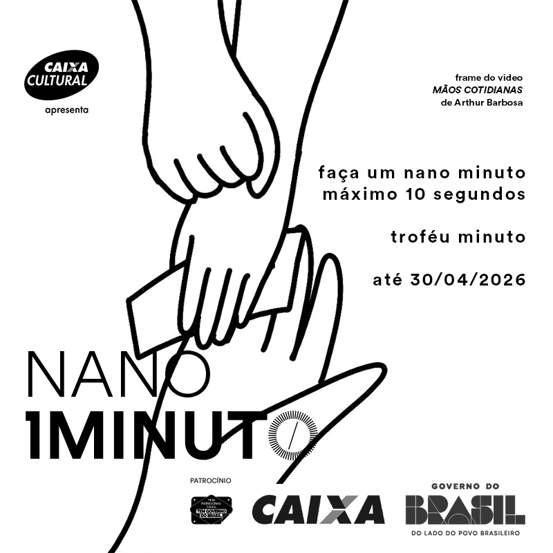 Banner do concurso Nano Minuto do Festival do Minuto. Envie um vídeo de até 10 segundos com tema livre. Inscrições até 30 de abril de 2026.