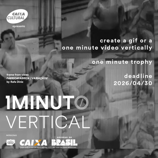 Banner for the Vertical Minute contest of the One Minute Festival. Submit a video or GIF up to 60 seconds in vertical format (9:16). Deadline 2026/04/30.