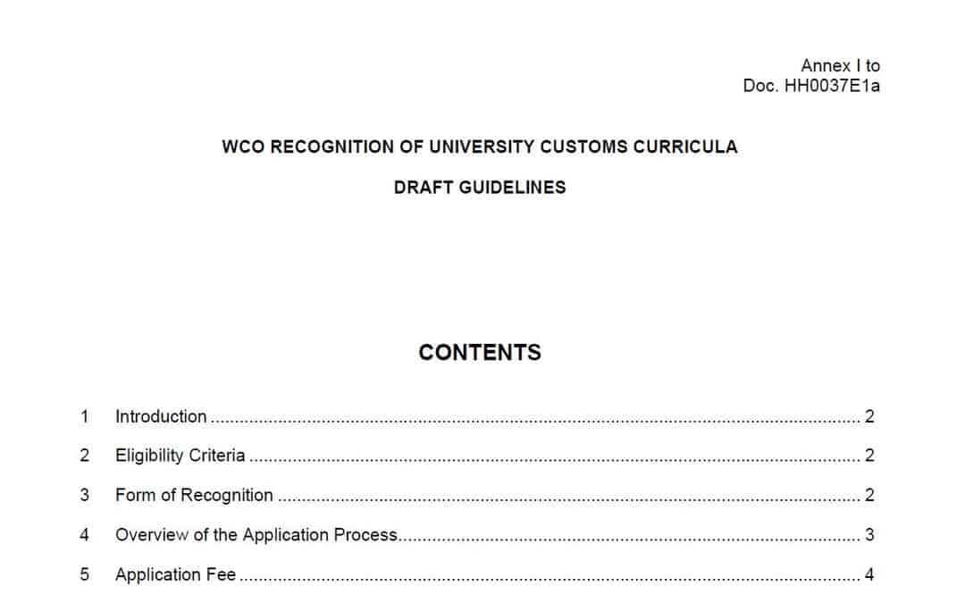Guidelines on wco recognition of university customs curricula