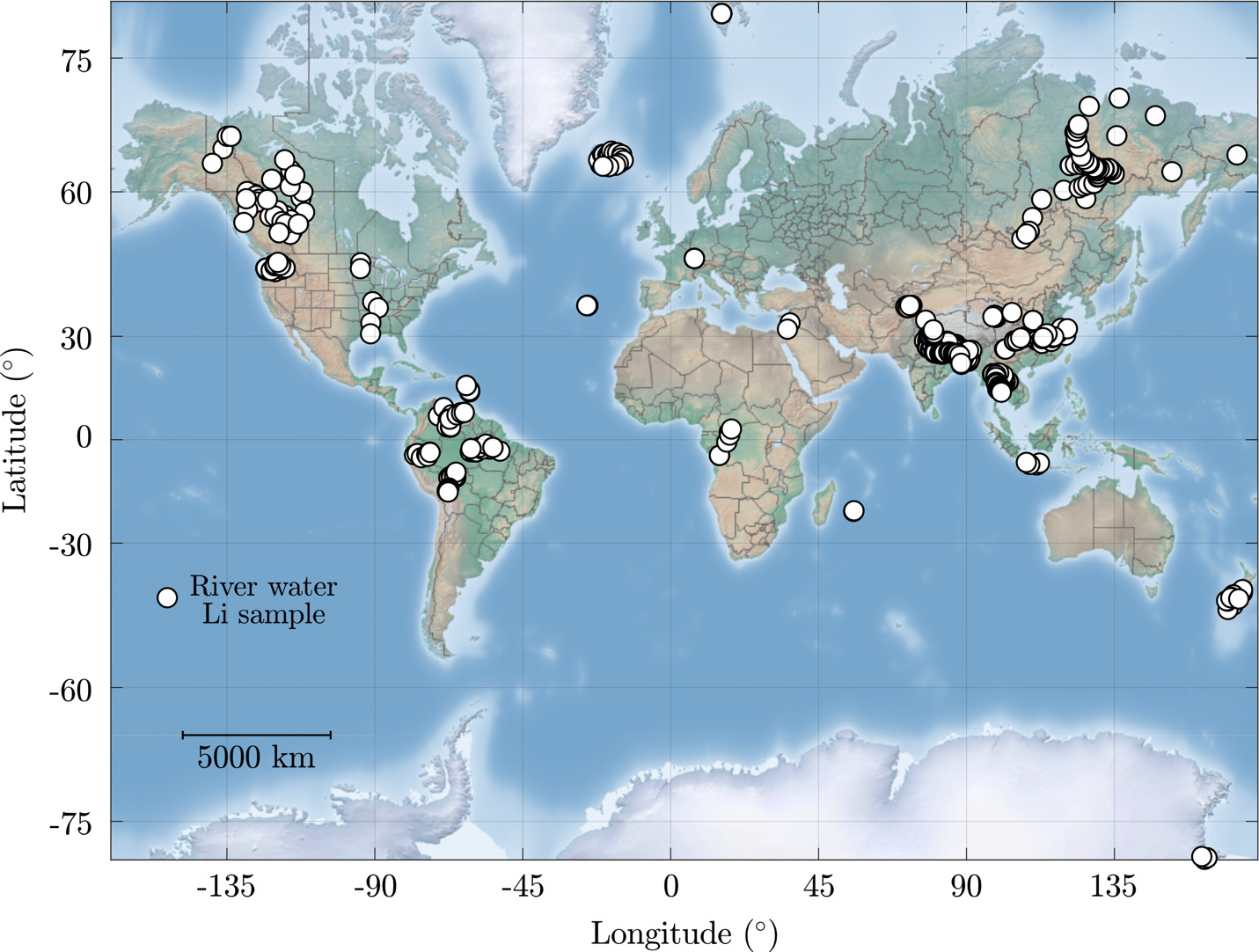 A map of the world with white circles AI-generated content may be incorrect.