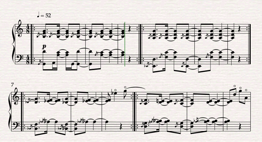 A sheet of music with notes AI-generated content may be incorrect.