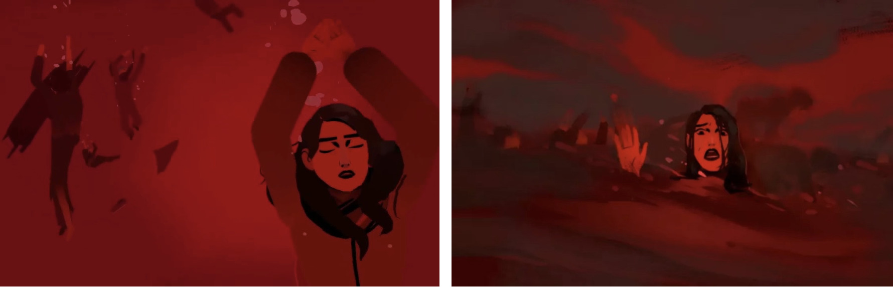 A sequence of submergence in Face Jumping (TenderClaws 2025).