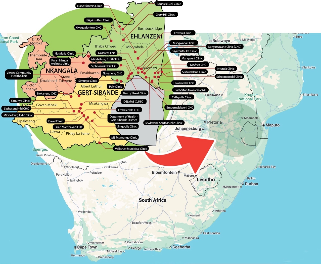 A map of south africa with a red arrow pointing to the map AI-generated content may be incorrect.