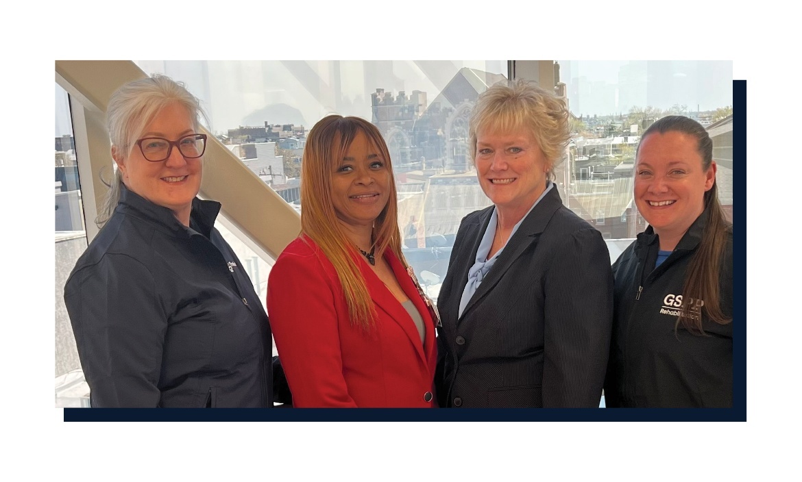 Commitment to Safety Award Winner Mobility Champion Team led by Jean Romano, Shawn Parsons, Sonya Wood-Johnson, and Lindsay Furlong from GSPP Rehabilitation