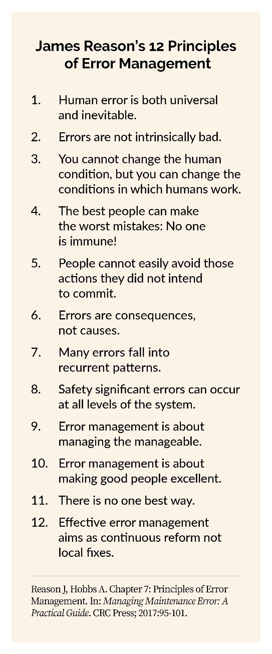 James Reason's 12 Principles of Error Management 