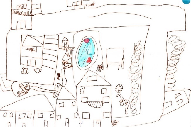 A drawing of a city AI-generated content may be incorrect.