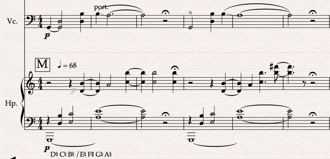A sheet of music with musical notes AI-generated content may be incorrect.