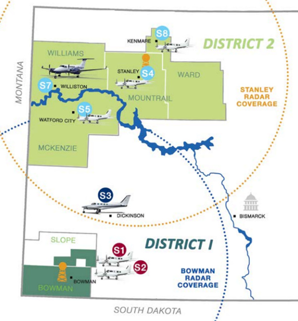 A map of planes and a map of the district Description automatically generated with medium confidence