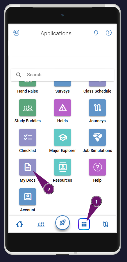 Within the Navigate app, select the menu and then the My Docs item to view documents shared by your advisor.