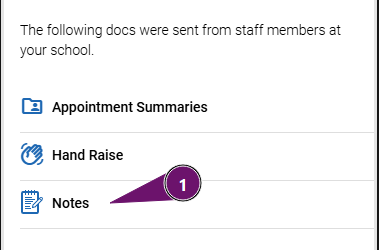 Within the My Docs section, select the Notes menu item.