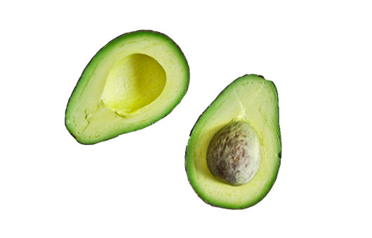 An avocado cut in half