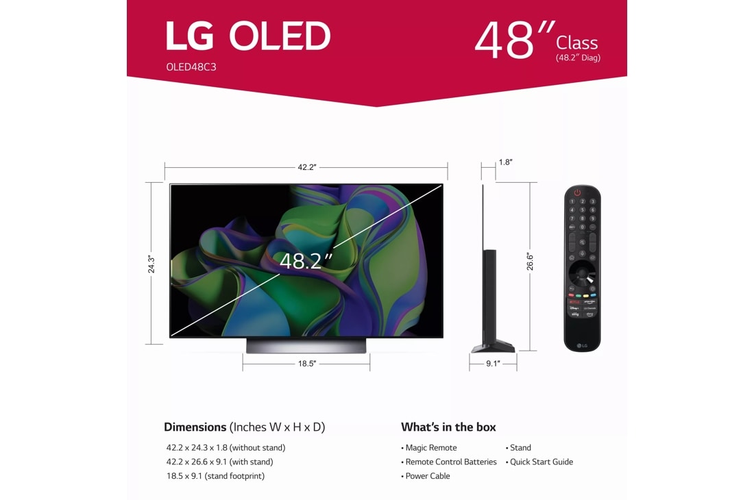 Model: OLED48C3PUA | LG Electronics LG evo C3 OLED48C3PUA 48" Smart OLED TV - 4K UHDTV