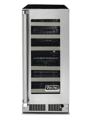 Viking 15"W WINE CELLAR- CLEAR GLASS- STAINLESS