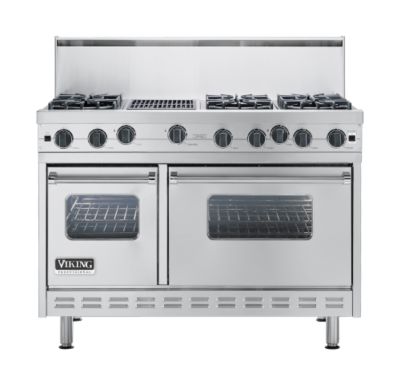 Viking 48"W RANGE-6 BURN./GRIL.-D/SS