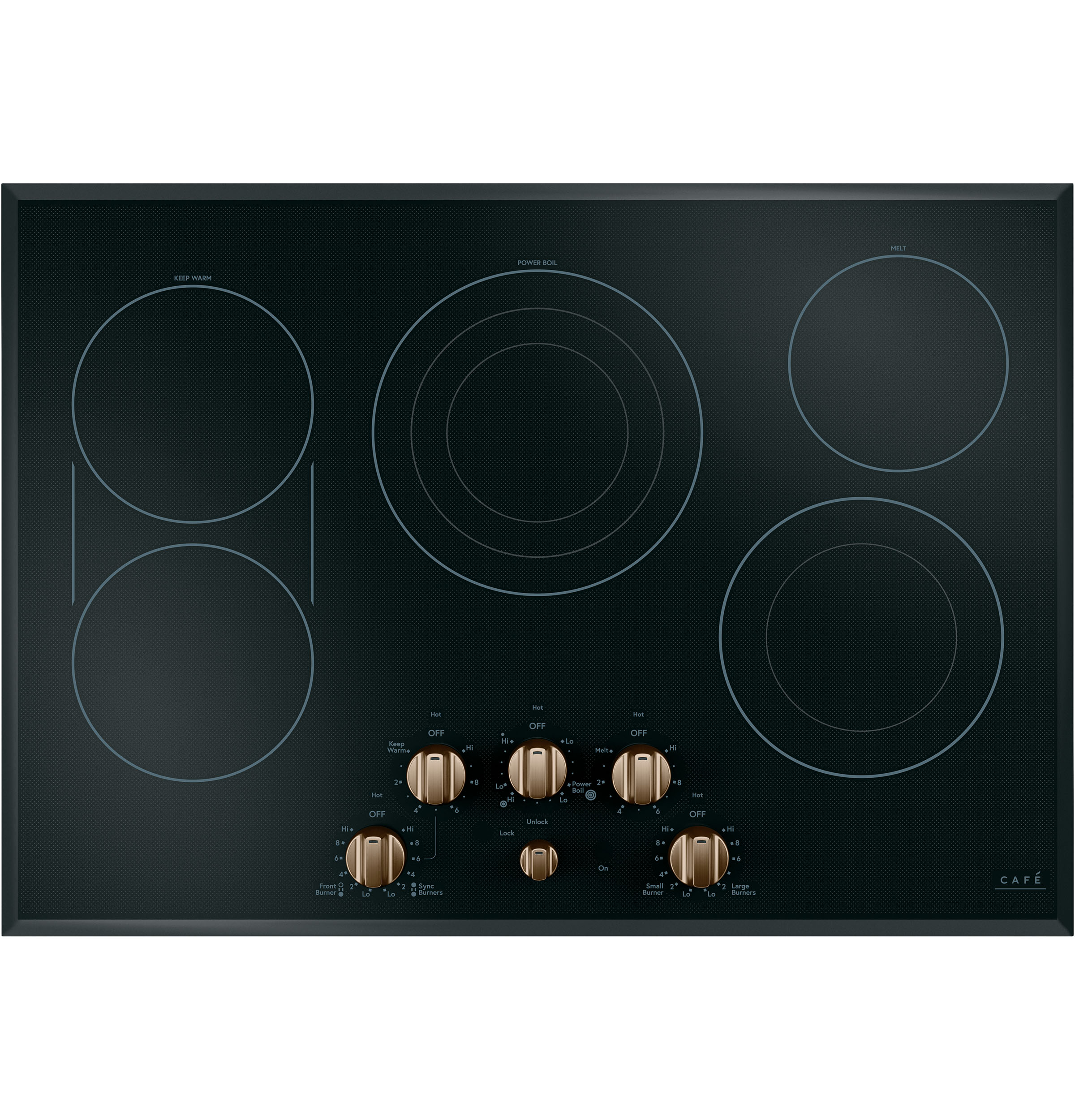 Cafe Café™ 5 Electric Cooktop Knobs - Brushed Bronze