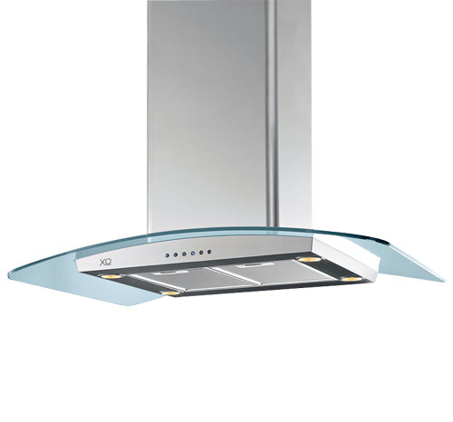 XO Appliances 600 CFM 36" Arching Glass And Stainless Italian Made Island Hood