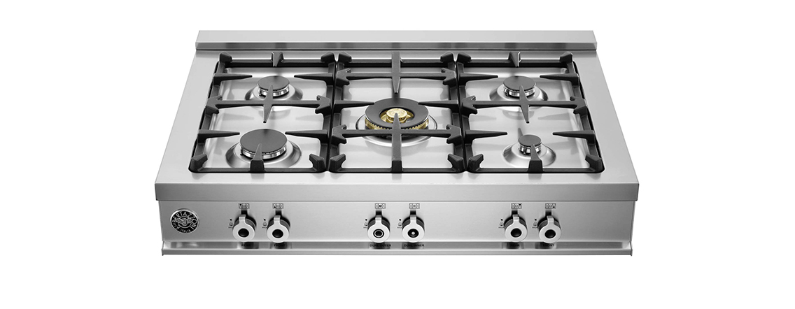 Model: CB36500X | Bertazzoni 36" Rangetop 5 Brass Burners
