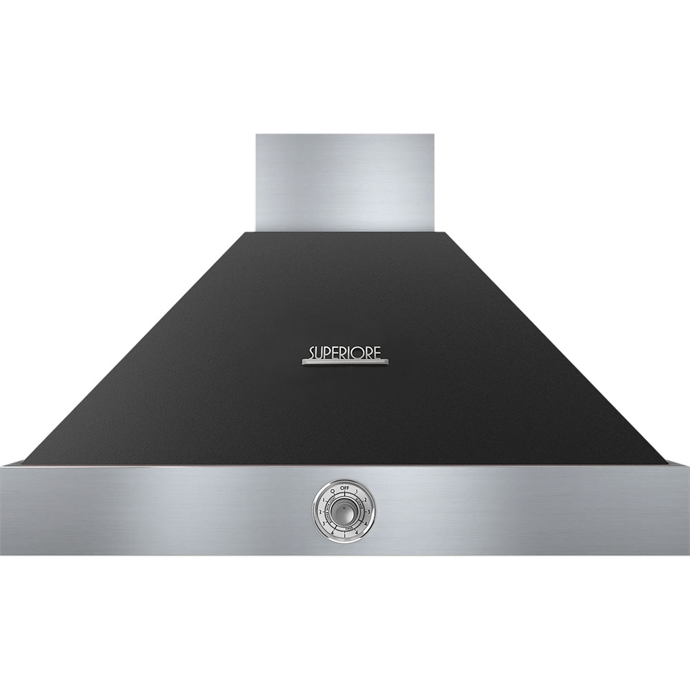 Superiore 36-In. Deco Range Hood with Black Matte Finish with Chrome Accents
