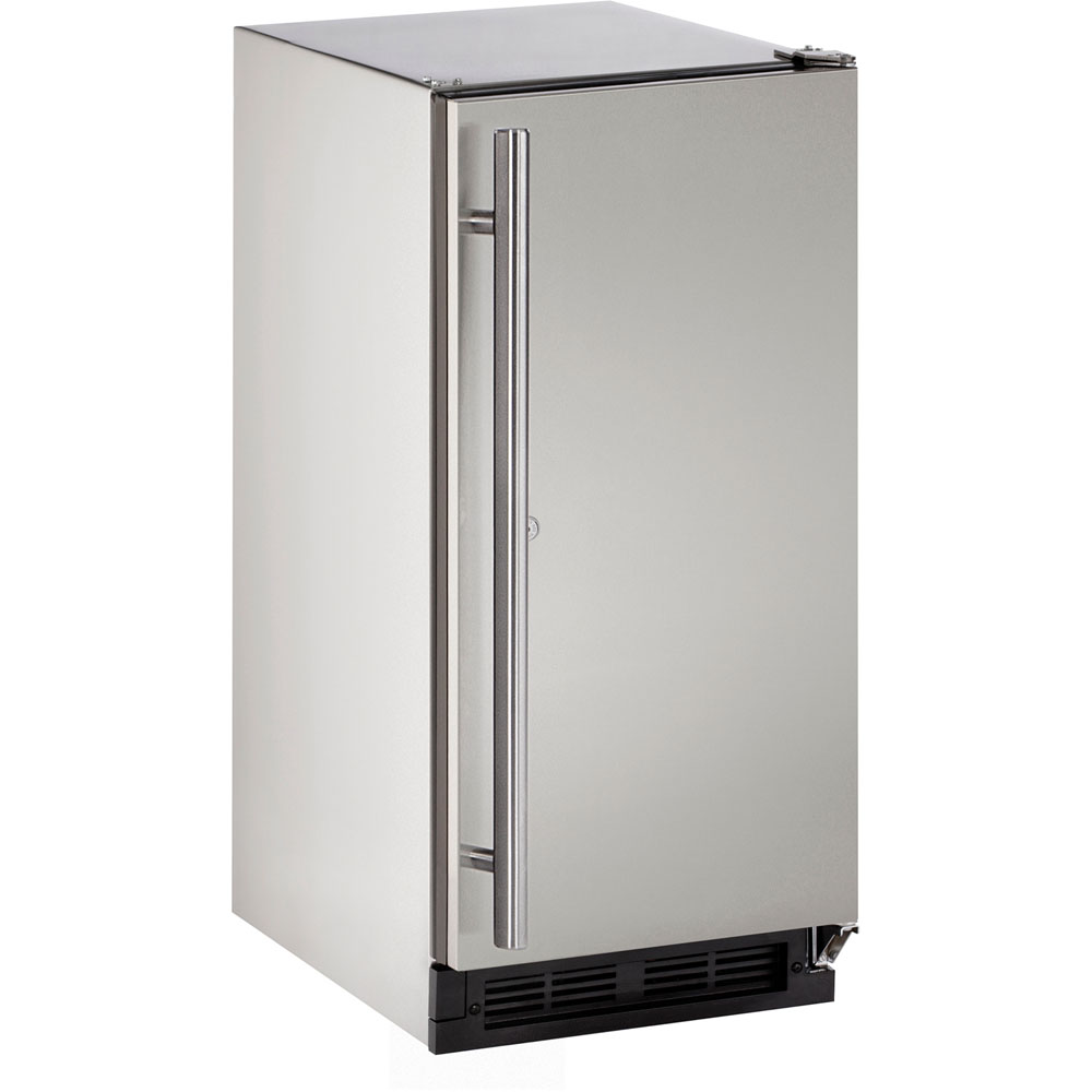 U-Line 15-In. Outdoor Series Stainless Solid Door Refrigerator with Reversible Door Hinge with Lock
