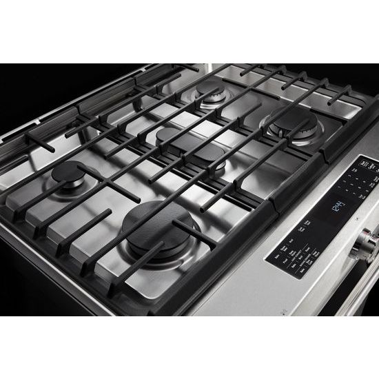Model: KSDB900ESS | KitchenAid 30-Inch 5-Burner Dual Fuel Convection Slide-In Range with Baking Drawer
