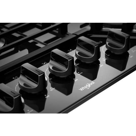 Model: WCG55US6HB | Whirlpool 36-inch Gas Cooktop with EZ-2-Lift™ Hinged Cast-Iron Grates